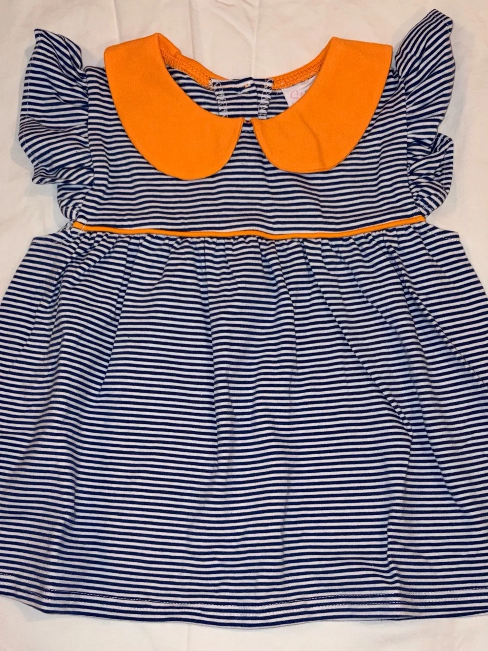 Stitchy Fish Pippa navy stripe top & ruffle short set sz 3T NWT